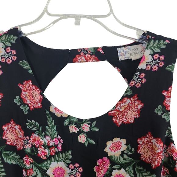 Pink Republic Women's A Black Floral Sleeveless Boho Dark Fairy Vacay Causal M - Picture 9 of 13